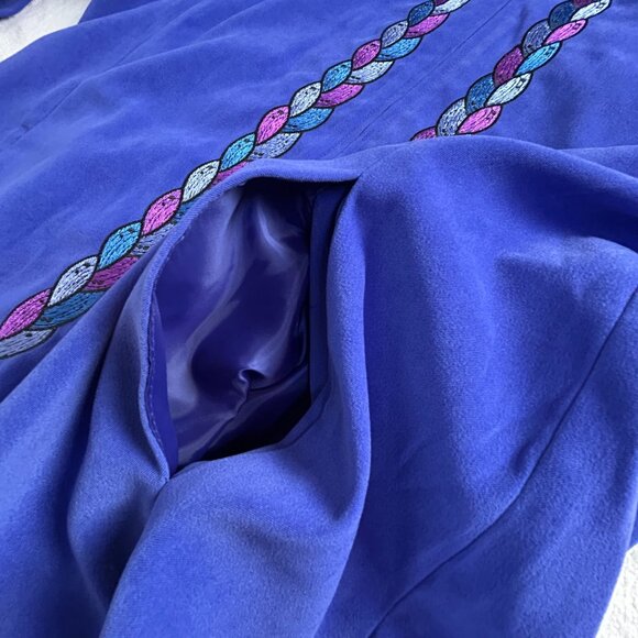 Vintage Bob Mackie Wearable Art Womens Small Blue Embroidered Braids Zip Jacket - Picture 5 of 9